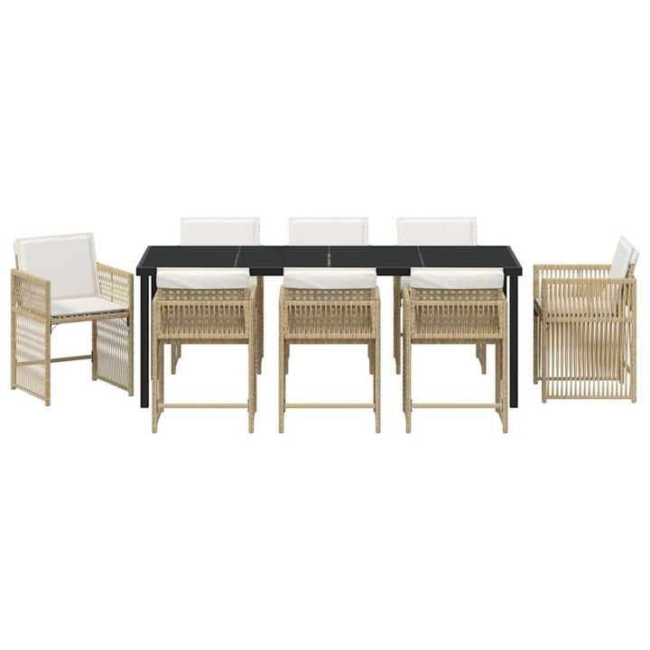 Have Spisebordssæt 9 pcs Beige polyrattan