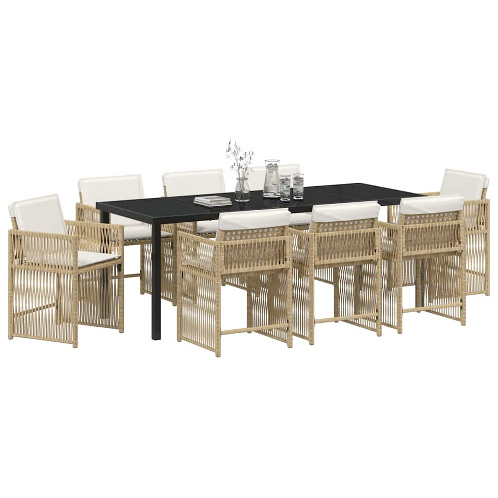 Have Spisebordssæt 9 pcs Beige polyrattan