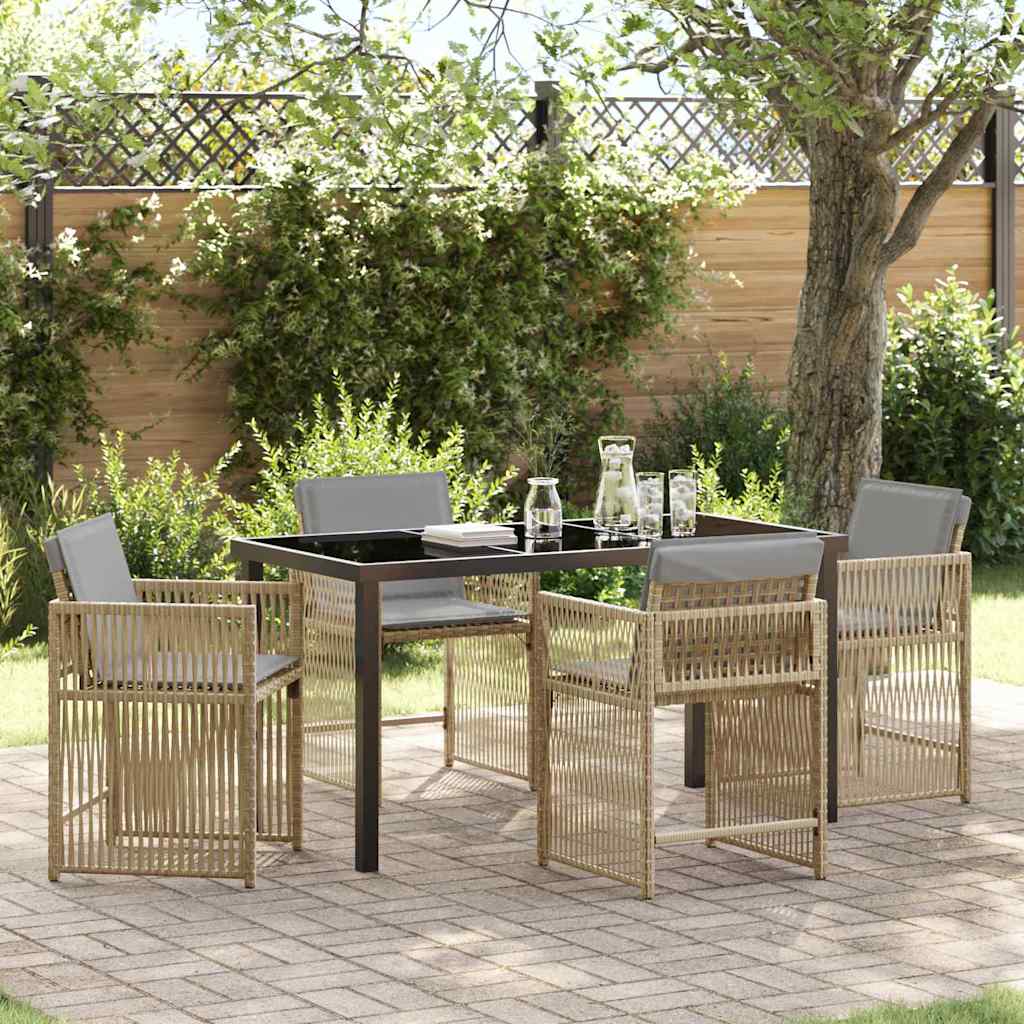 Have Spisebordssæt 5 pcs Beige polyrattan