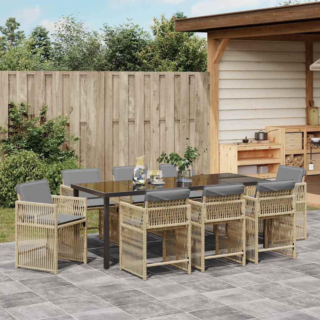 Have Spisebordssæt 9 pcs Beige polyrattan