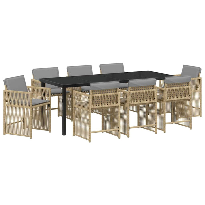 Have Spisebordssæt 9 pcs Beige polyrattan