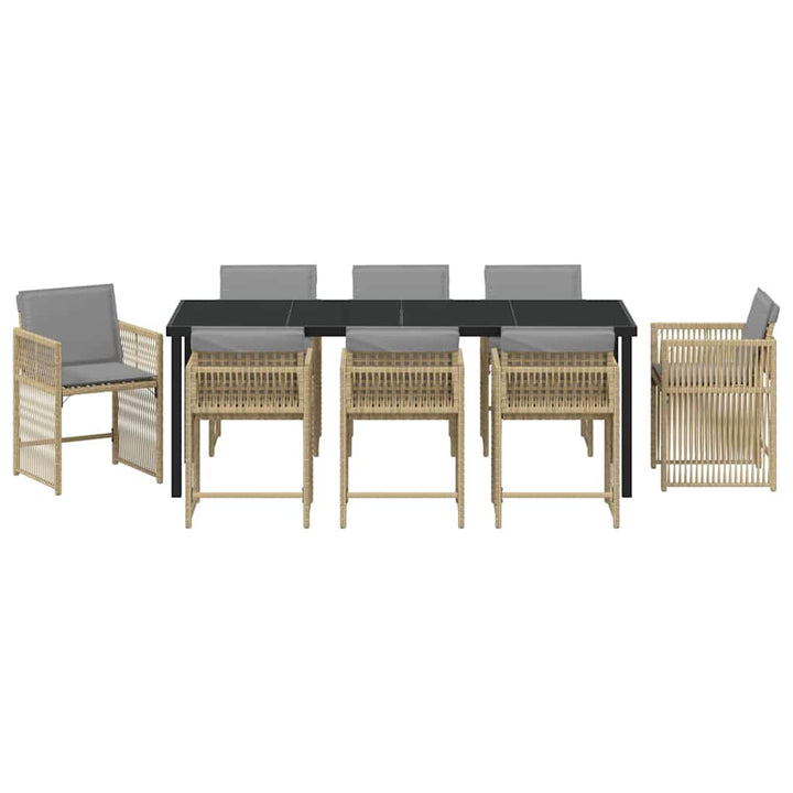 Have Spisebordssæt 9 pcs Beige polyrattan