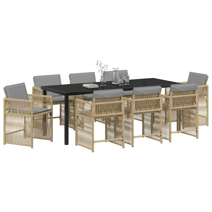 Have Spisebordssæt 9 pcs Beige polyrattan