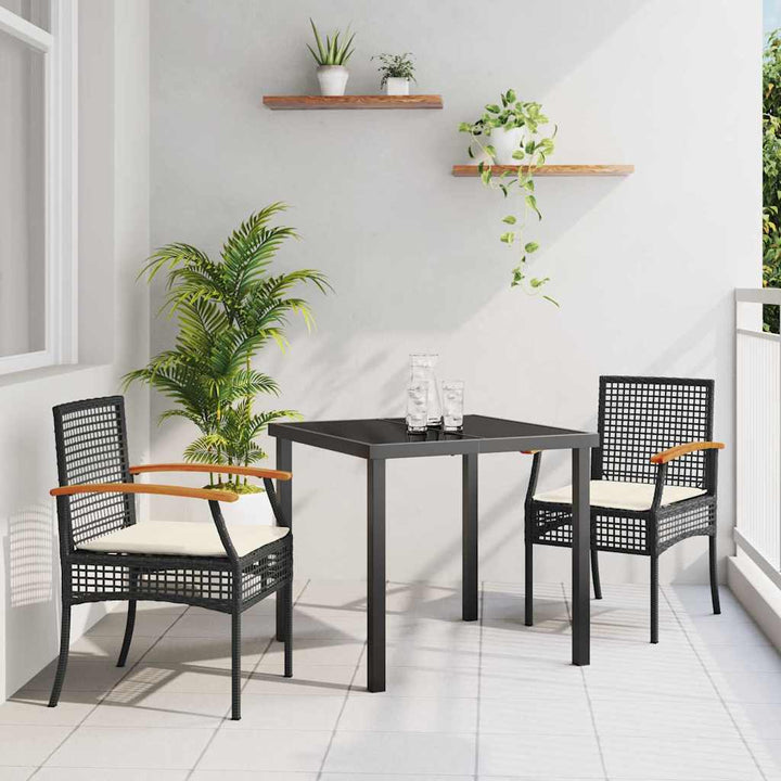 Have Spisebordssæt med pude 3 pcs Sort Rattan