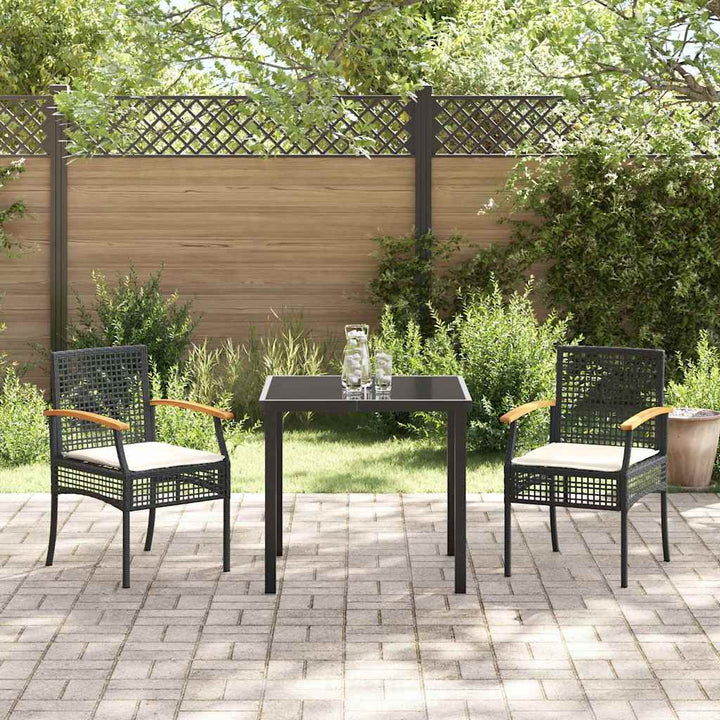Have Spisebordssæt med pude 3 pcs Sort Rattan