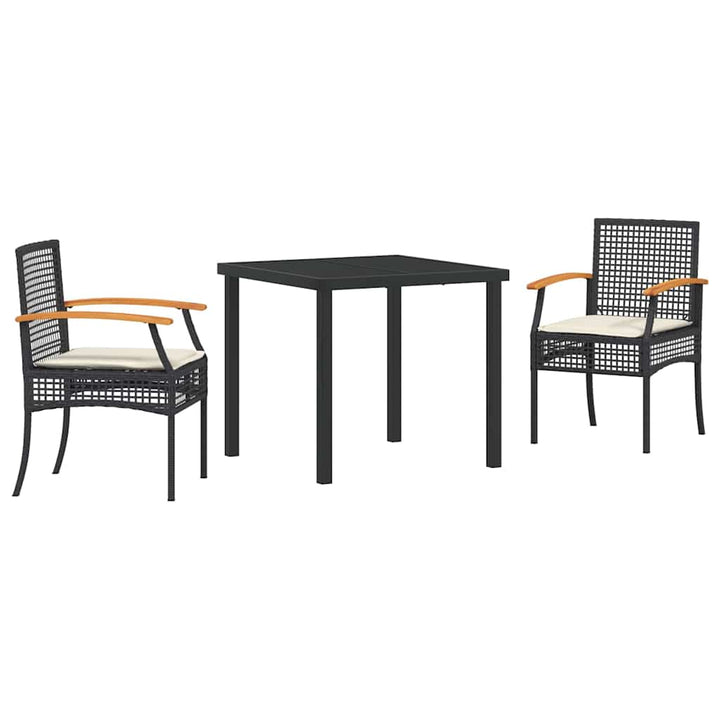 Have Spisebordssæt med pude 3 pcs Sort Rattan