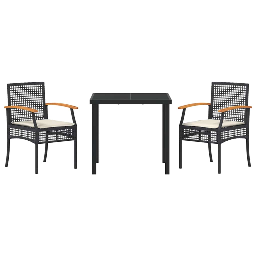 Have Spisebordssæt med pude 3 pcs Sort Rattan