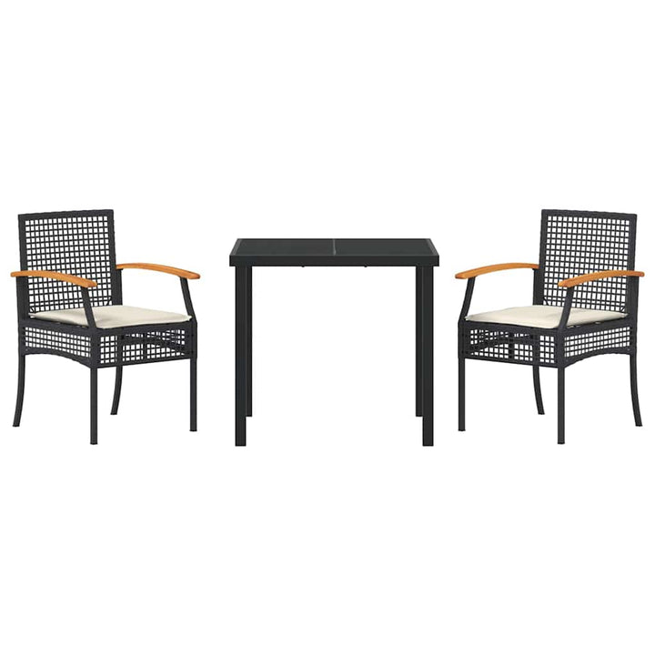 Have Spisebordssæt med pude 3 pcs Sort Rattan