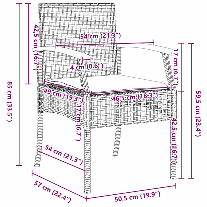 Have Spisebordssæt med pude 5 pcs Sort Rattan