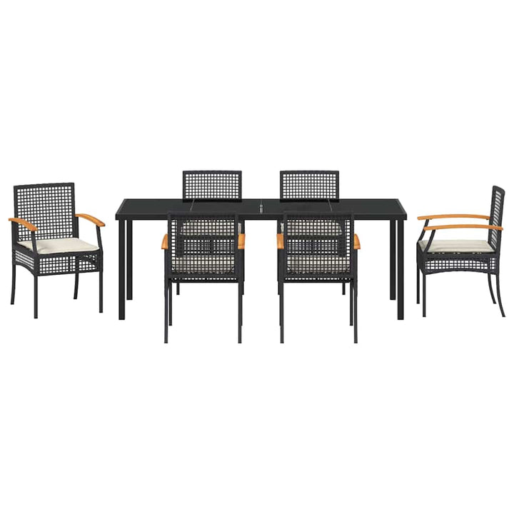 Have Spisebordssæt med pude 7 pcs Sort Rattan