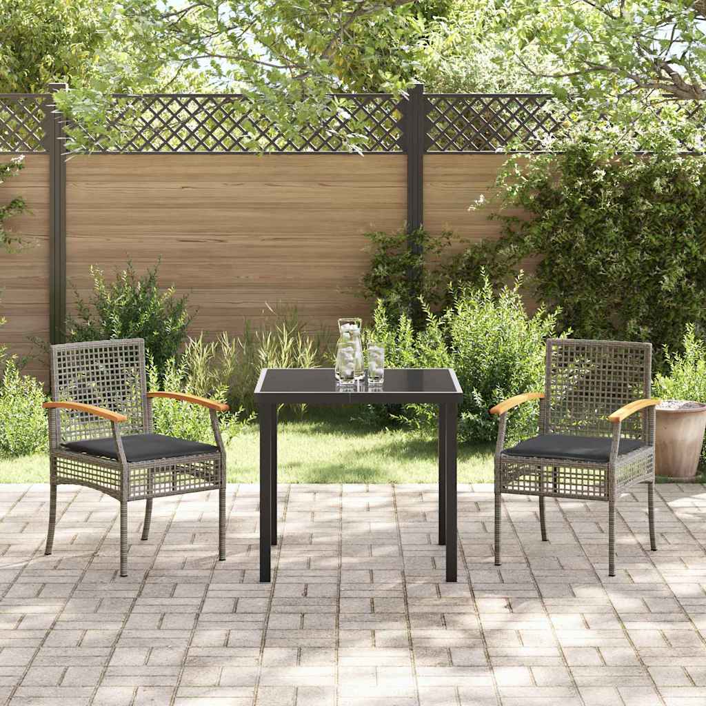 Have Spisebordssæt med pude 3 pcs Grå og sort Rattan