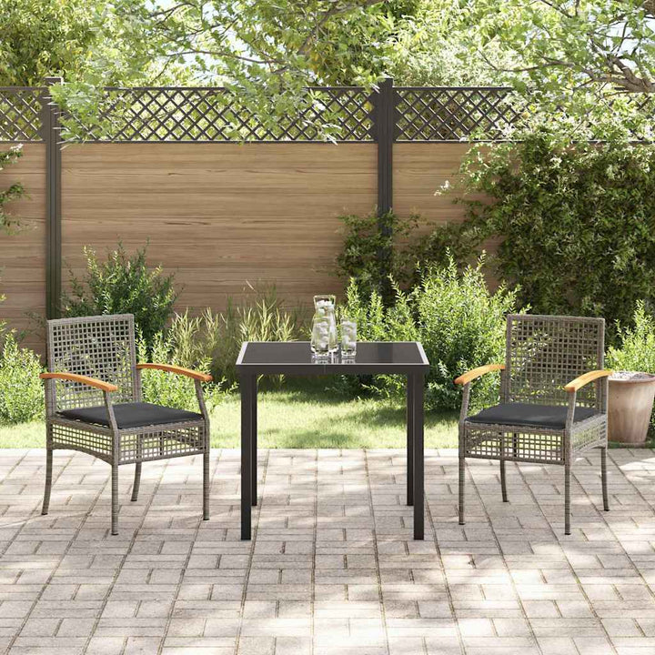 Have Spisebordssæt med pude 3 pcs Grå og sort Rattan