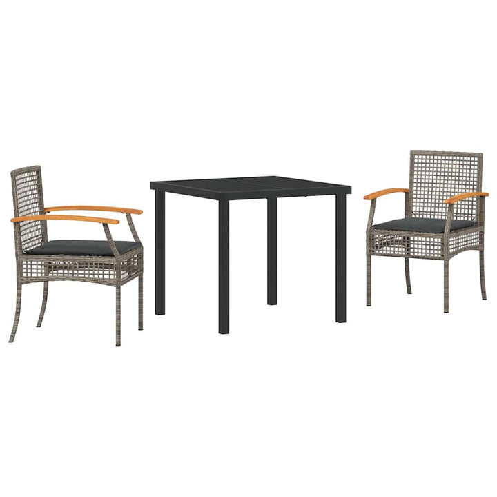 Have Spisebordssæt med pude 3 pcs Grå og sort Rattan