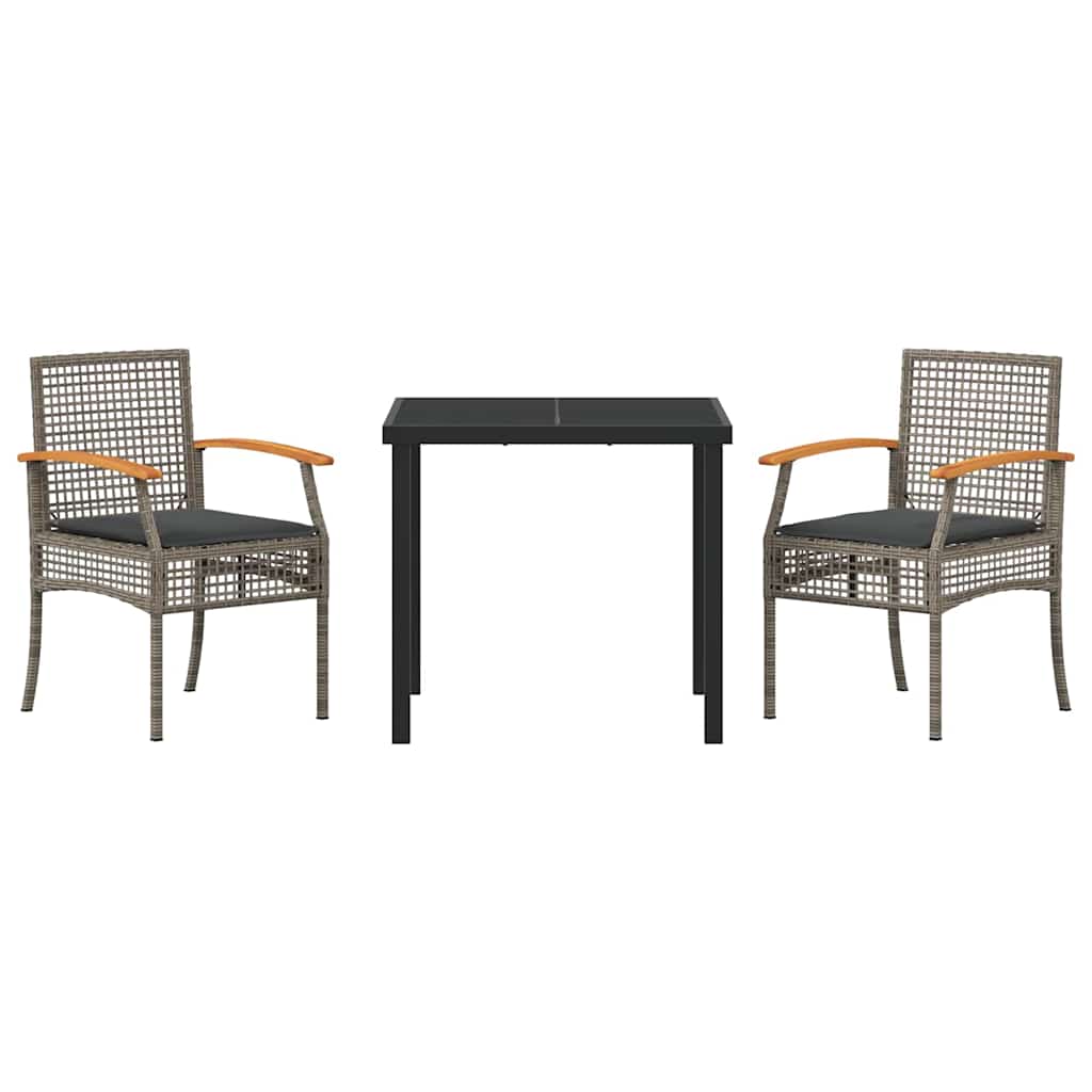 Have Spisebordssæt med pude 3 pcs Grå og sort Rattan