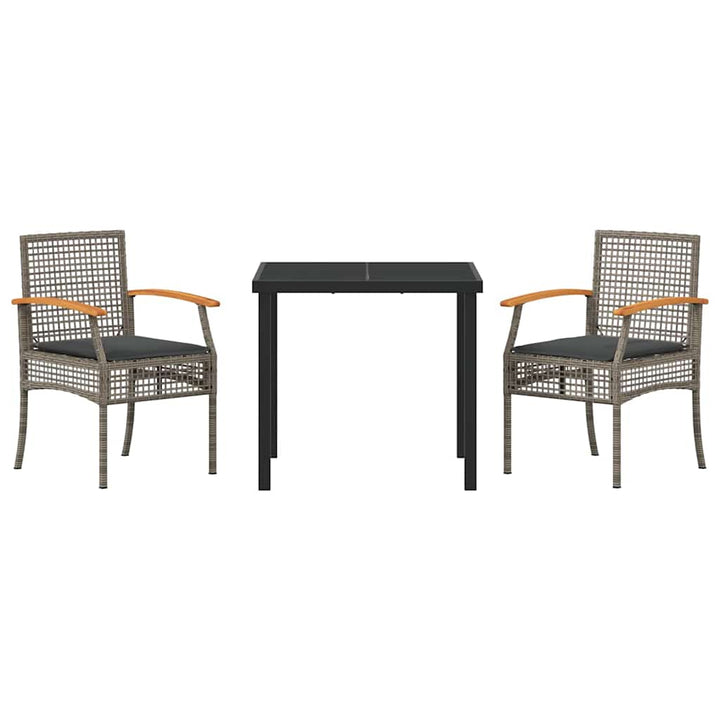Have Spisebordssæt med pude 3 pcs Grå og sort Rattan