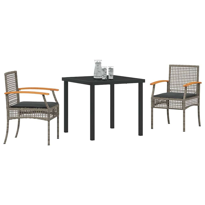 Have Spisebordssæt med pude 3 pcs Grå og sort Rattan