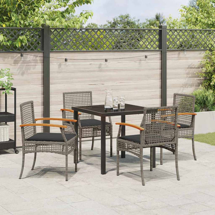 Have Spisebordssæt med pude 5 pcs Grå og sort Rattan