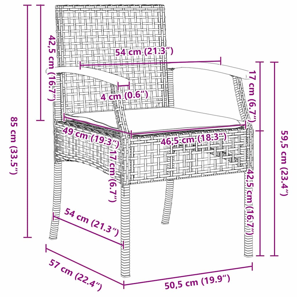 Have Spisebordssæt med pude 5 pcs Grå og sort Rattan