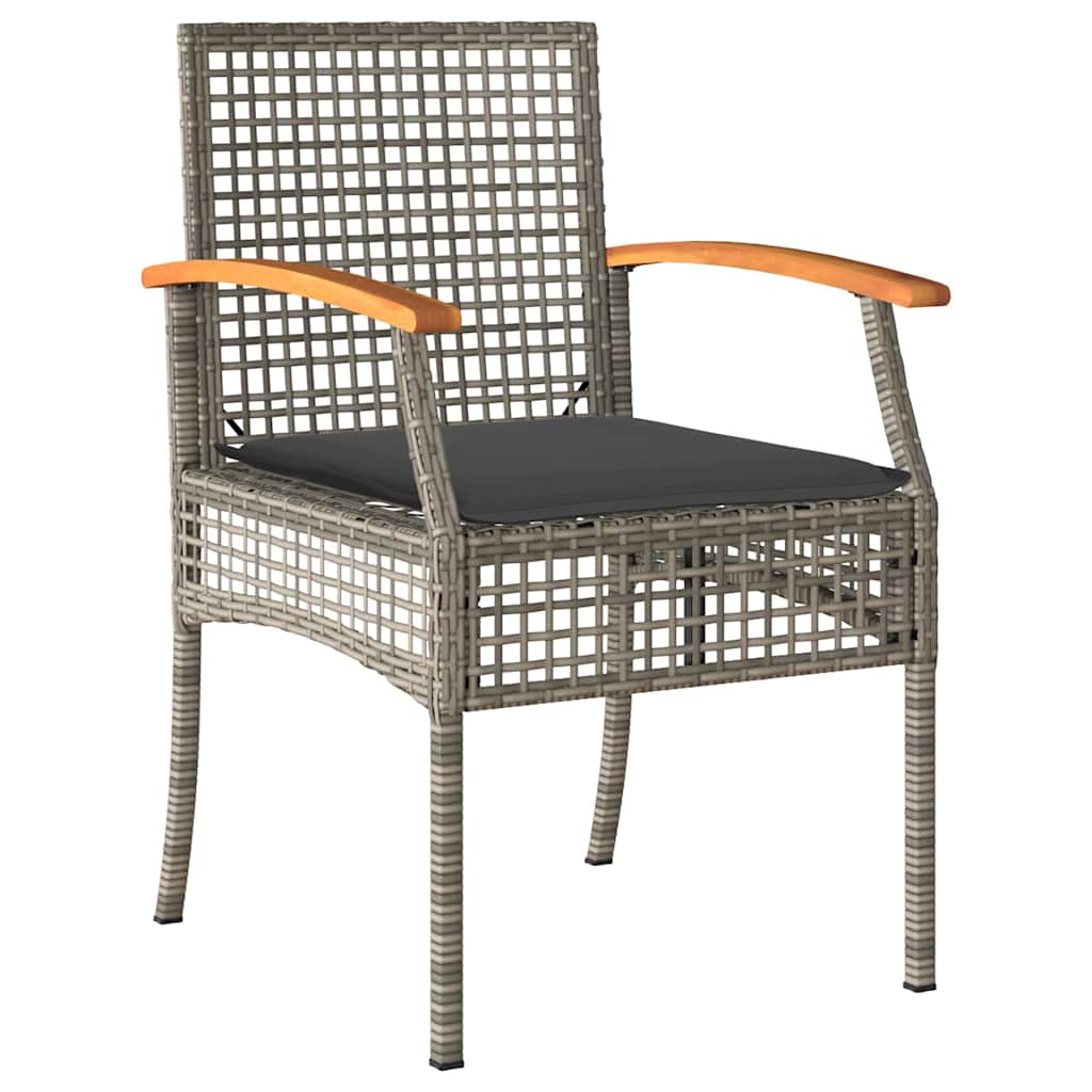 Have Spisebordssæt med pude 5 pcs Grå og sort Rattan