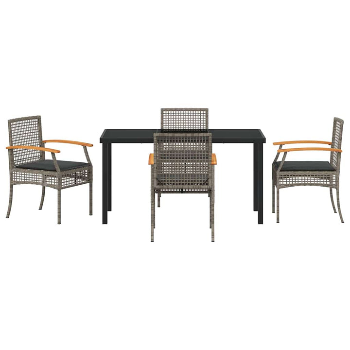 Have Spisebordssæt med pude 5 pcs Grå og sort Rattan