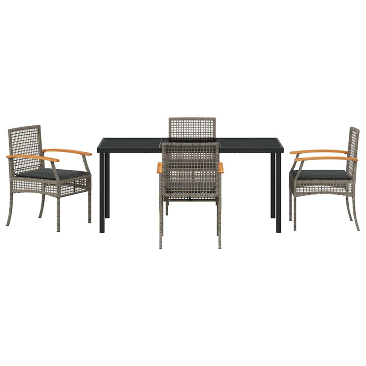 Have Spisebordssæt med pude 5 pcs Grå og sort Rattan