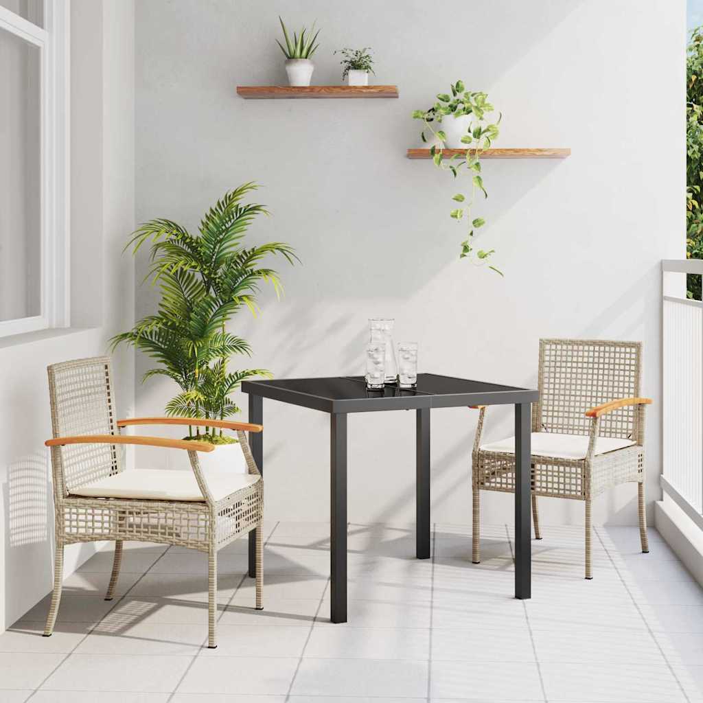 Have Spisebordssæt med pude 3 pcs Beige og sort Rattan