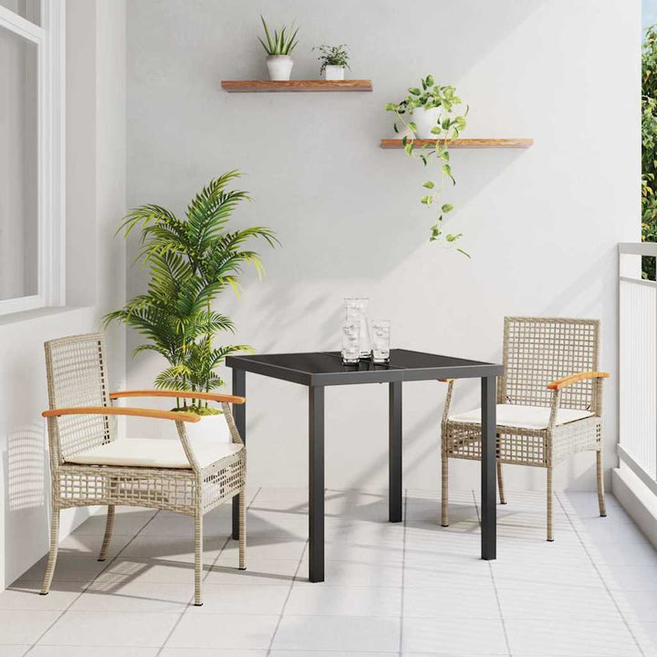 Have Spisebordssæt med pude 3 pcs Beige og sort Rattan