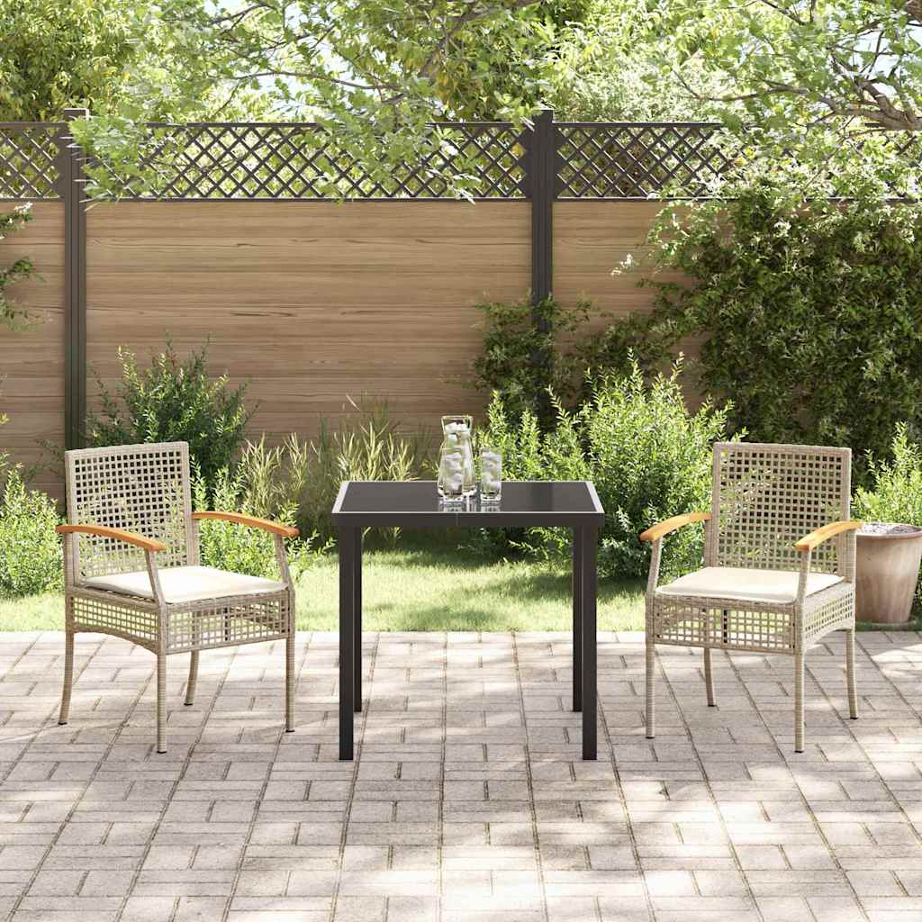 Have Spisebordssæt med pude 3 pcs Beige og sort Rattan
