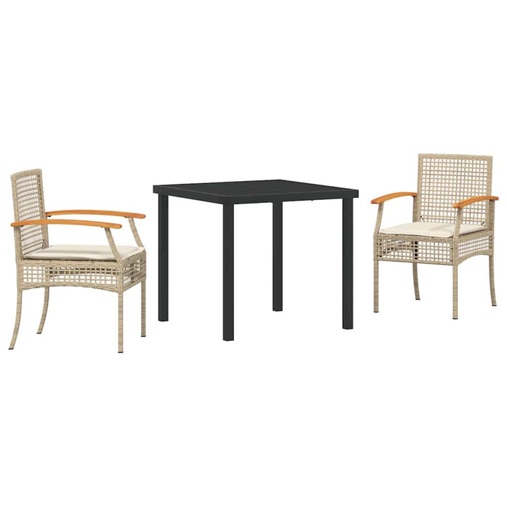 Have Spisebordssæt med pude 3 pcs Beige og sort Rattan
