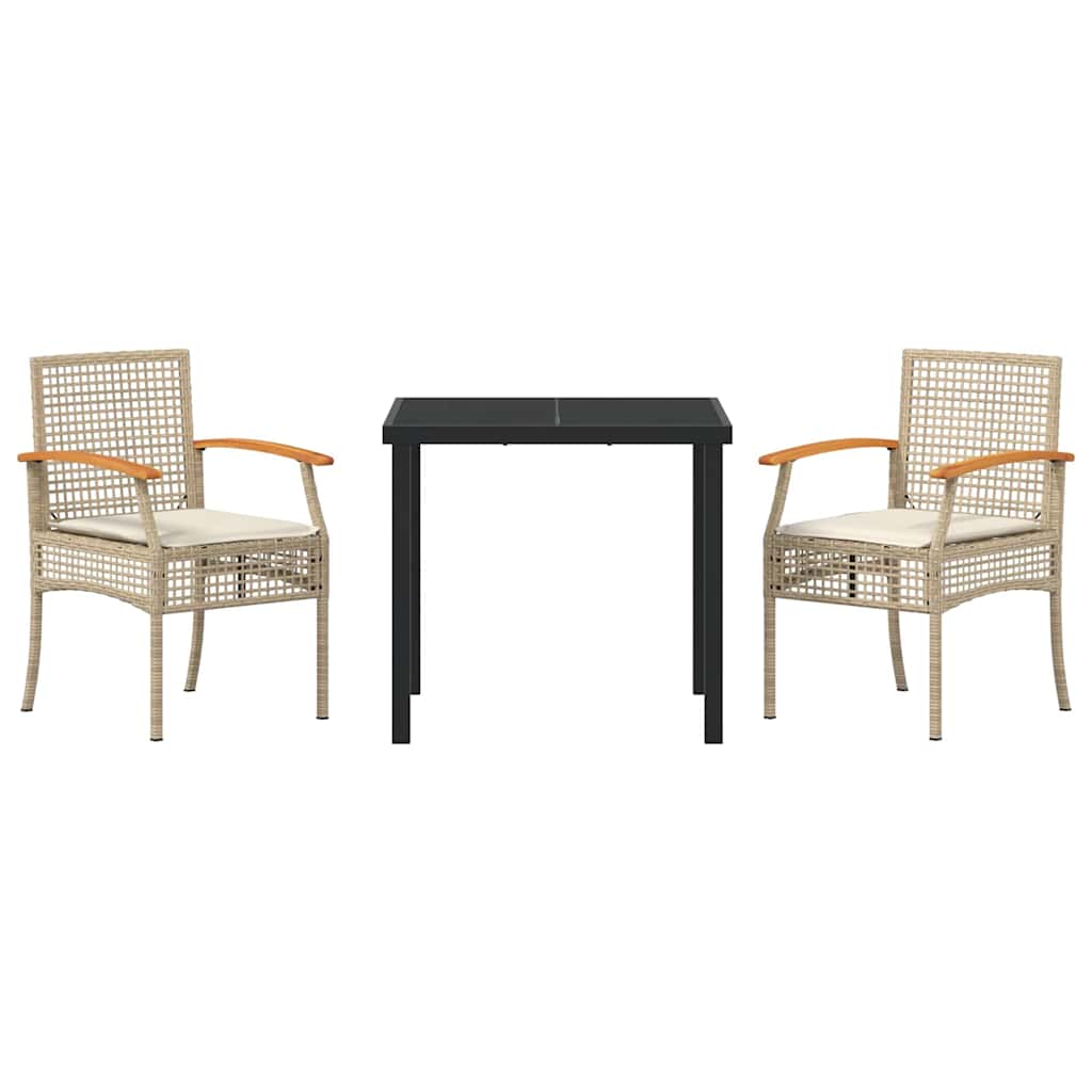 Have Spisebordssæt med pude 3 pcs Beige og sort Rattan