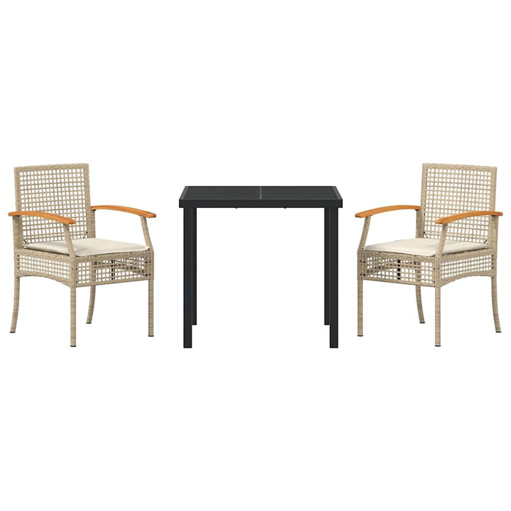 Have Spisebordssæt med pude 3 pcs Beige og sort Rattan