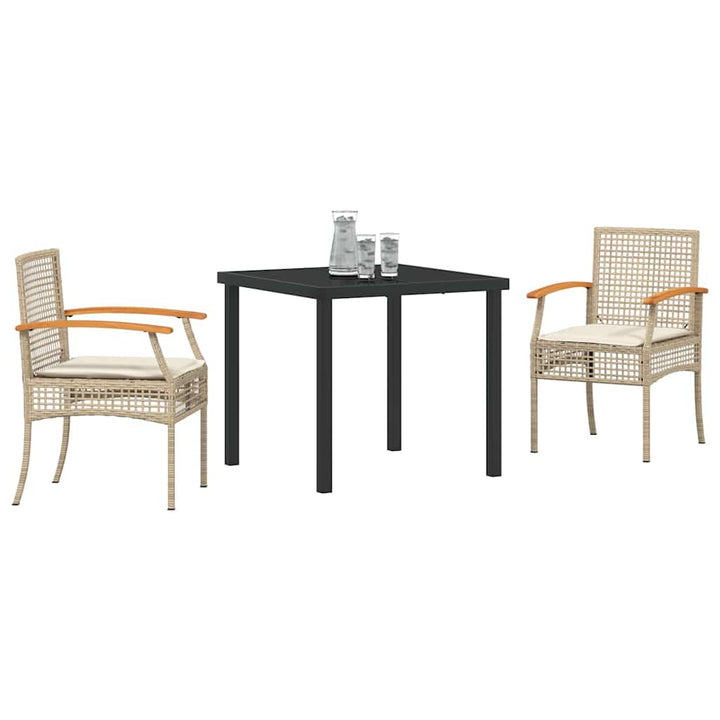 Have Spisebordssæt med pude 3 pcs Beige og sort Rattan