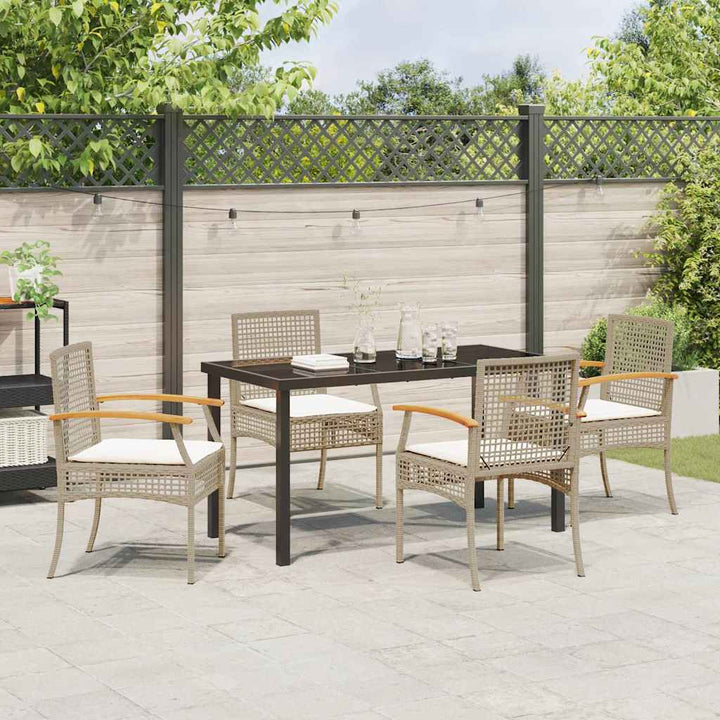 Have Spisebordssæt med pude 5 pcs Beige og sort Rattan