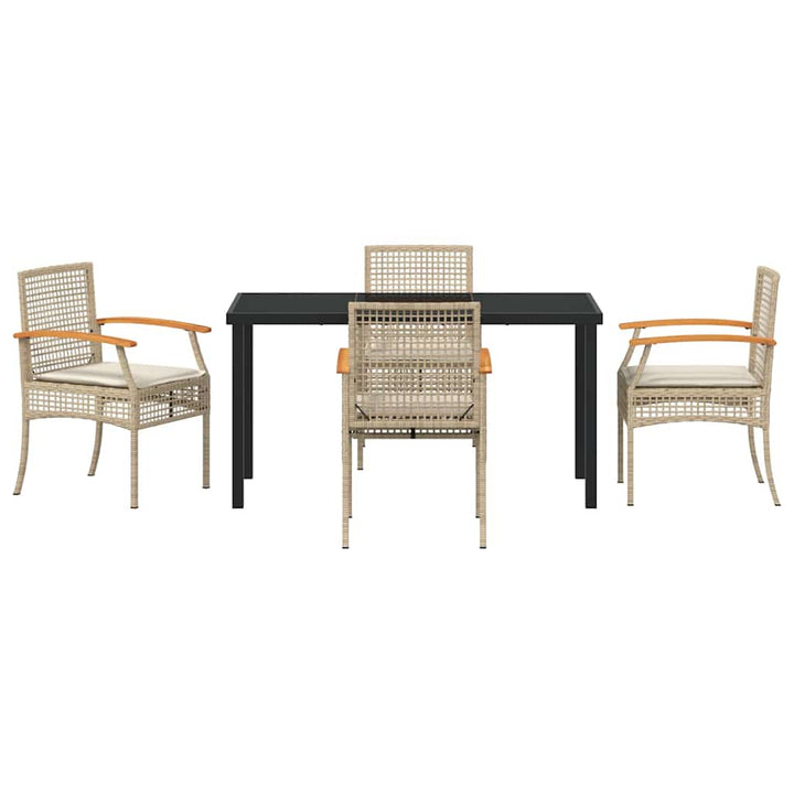 Have Spisebordssæt med pude 5 pcs Beige og sort Rattan