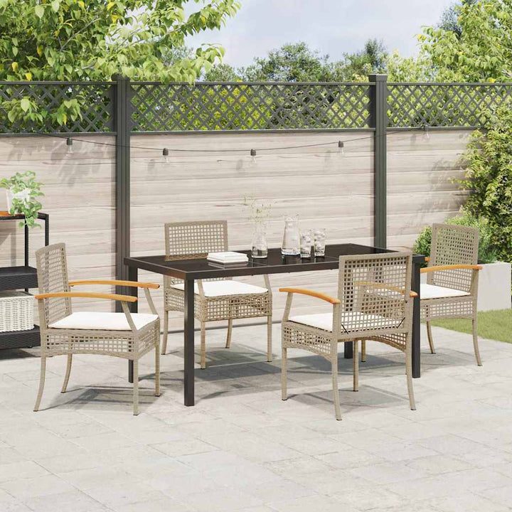 Have Spisebordssæt med pude 5 pcs Beige og sort Rattan