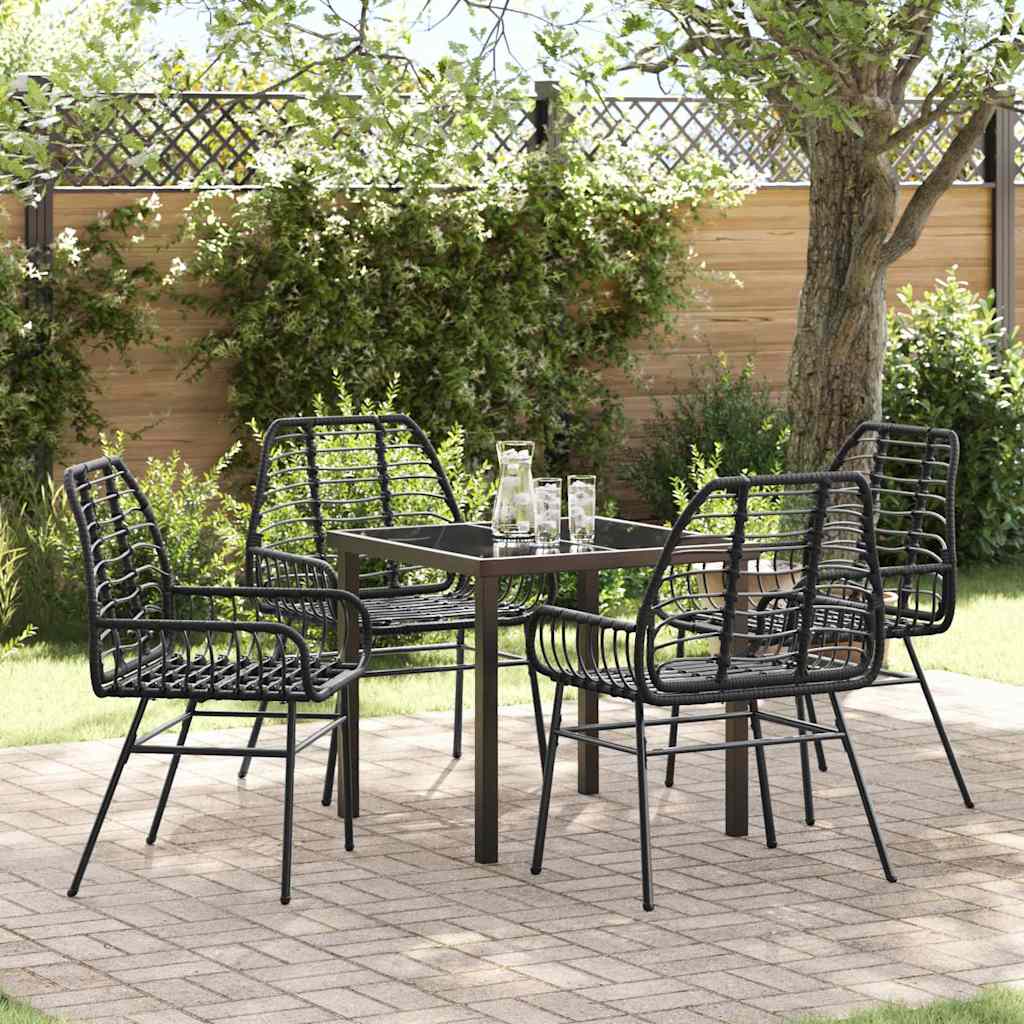 Have Spisebordssæt 5 pcs Sort polyrattan