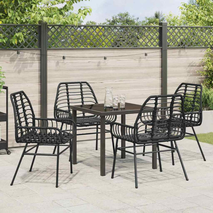 Have Spisebordssæt 5 pcs Sort polyrattan