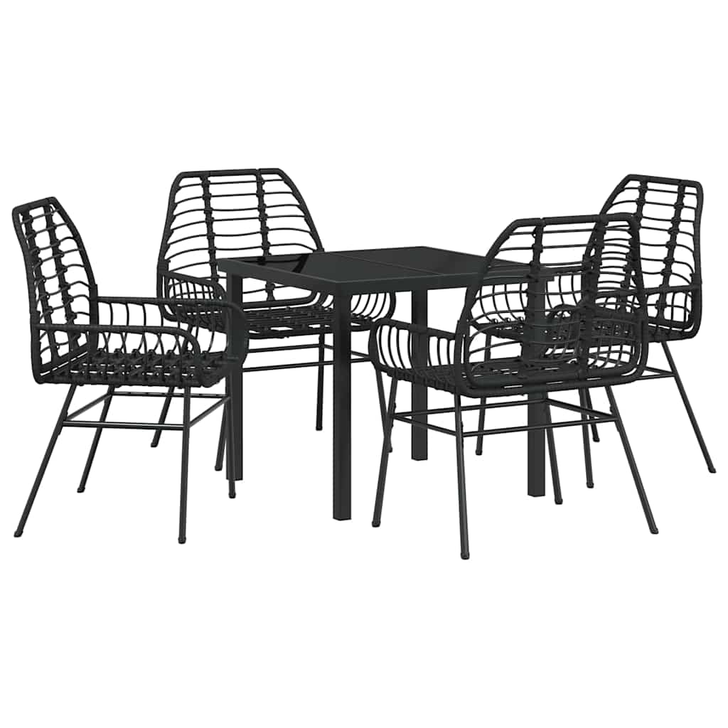 Have Spisebordssæt 5 pcs Sort polyrattan