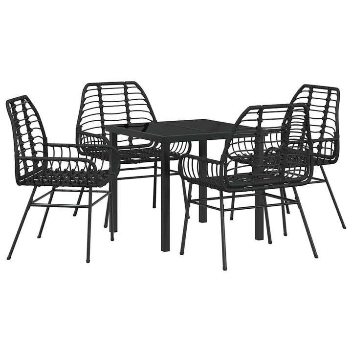 Have Spisebordssæt 5 pcs Sort polyrattan