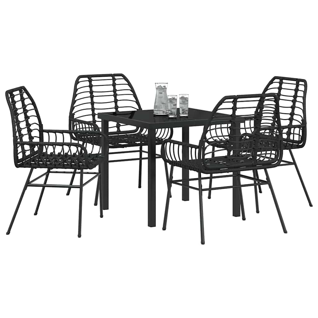 Have Spisebordssæt 5 pcs Sort polyrattan