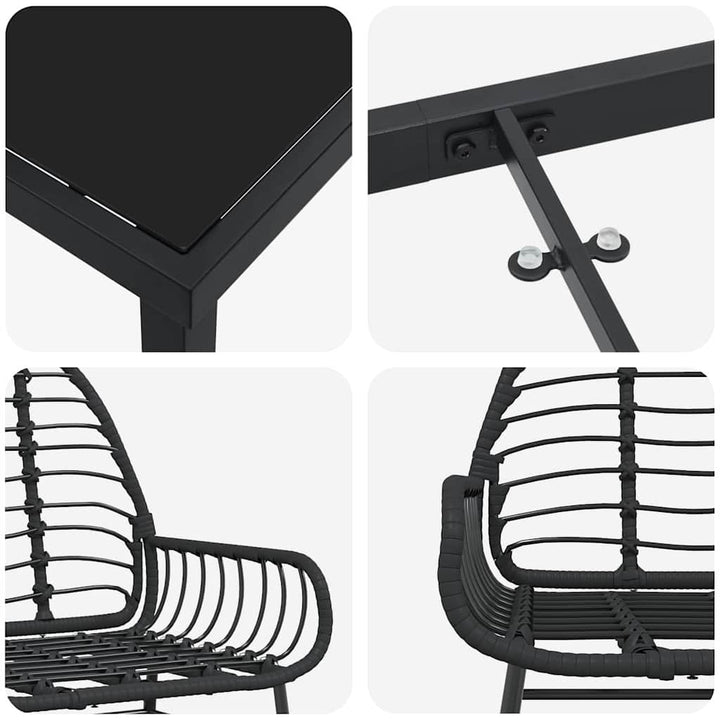 Have Spisebordssæt 5 pcs Sort polyrattan