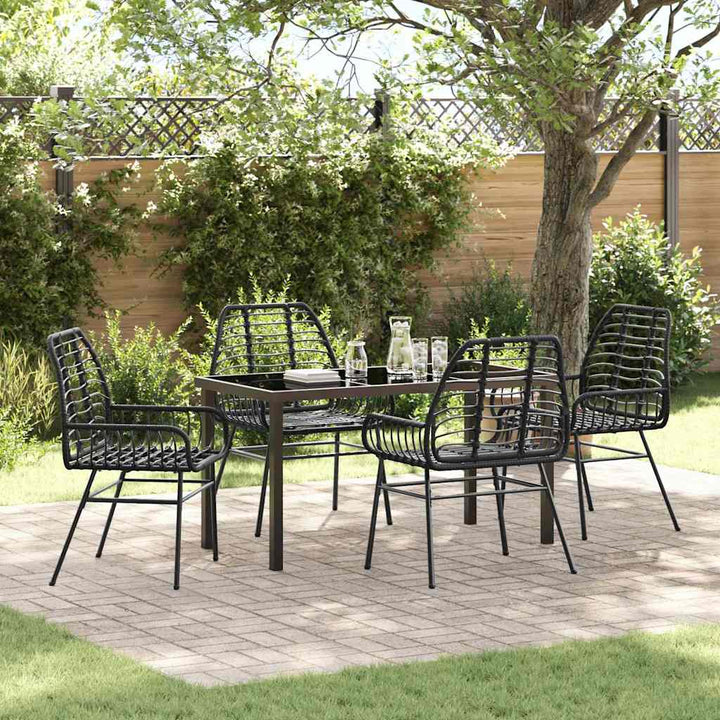 Have Spisebordssæt 5 pcs Sort polyrattan