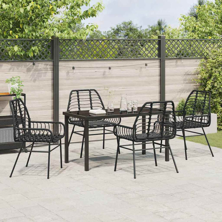 Have Spisebordssæt 5 pcs Sort polyrattan
