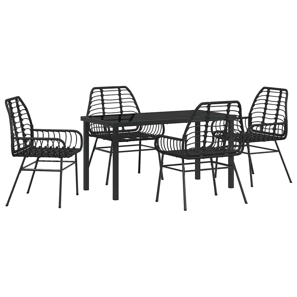 Have Spisebordssæt 5 pcs Sort polyrattan