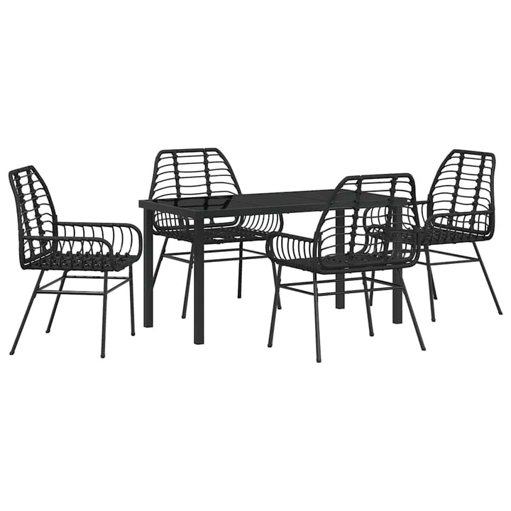 Have Spisebordssæt 5 pcs Sort polyrattan