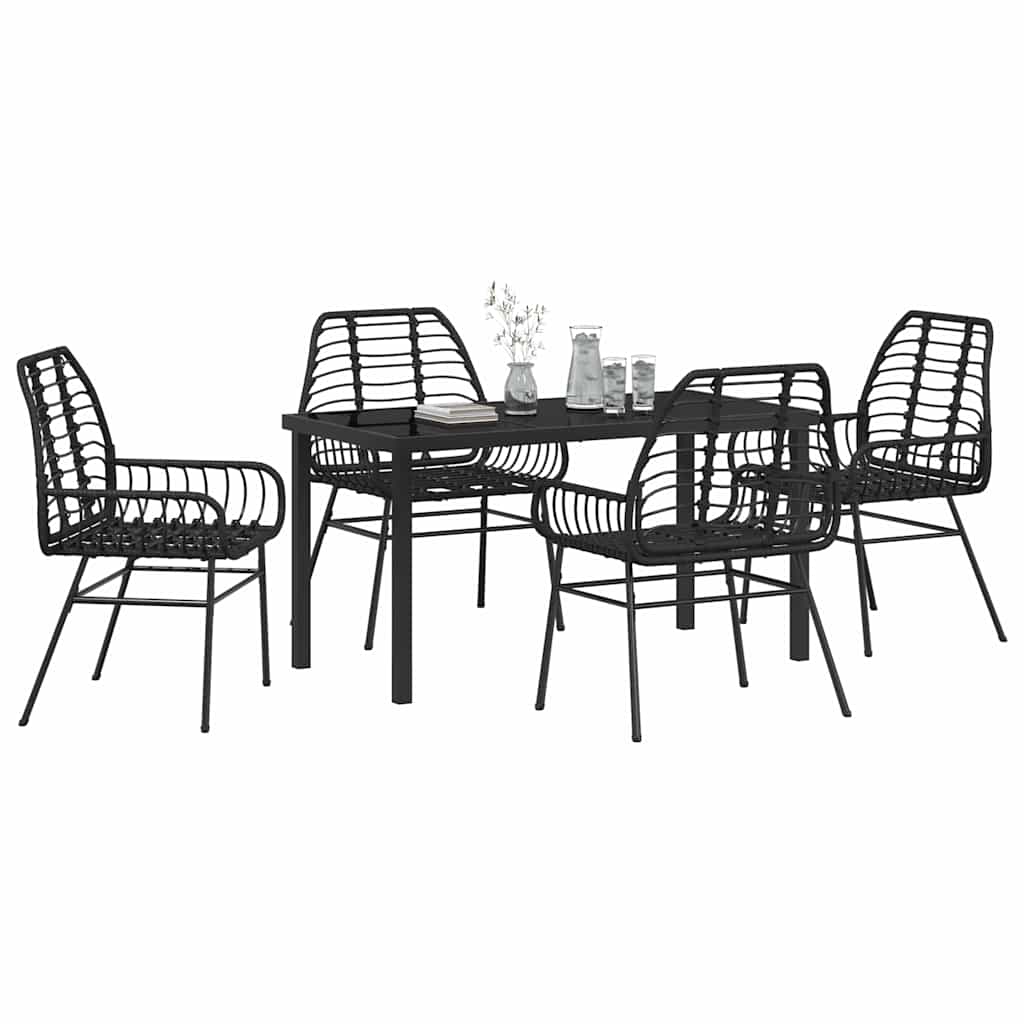 Have Spisebordssæt 5 pcs Sort polyrattan