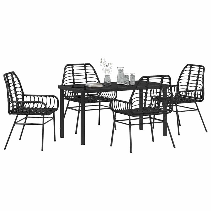 Have Spisebordssæt 5 pcs Sort polyrattan