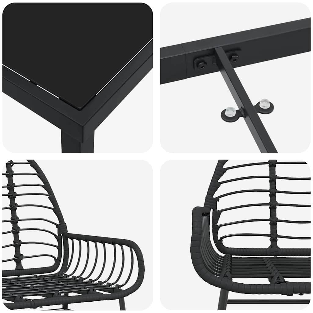 Have Spisebordssæt 5 pcs Sort polyrattan