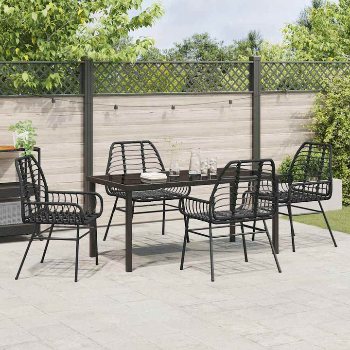 Have Spisebordssæt 5 pcs Sort polyrattan