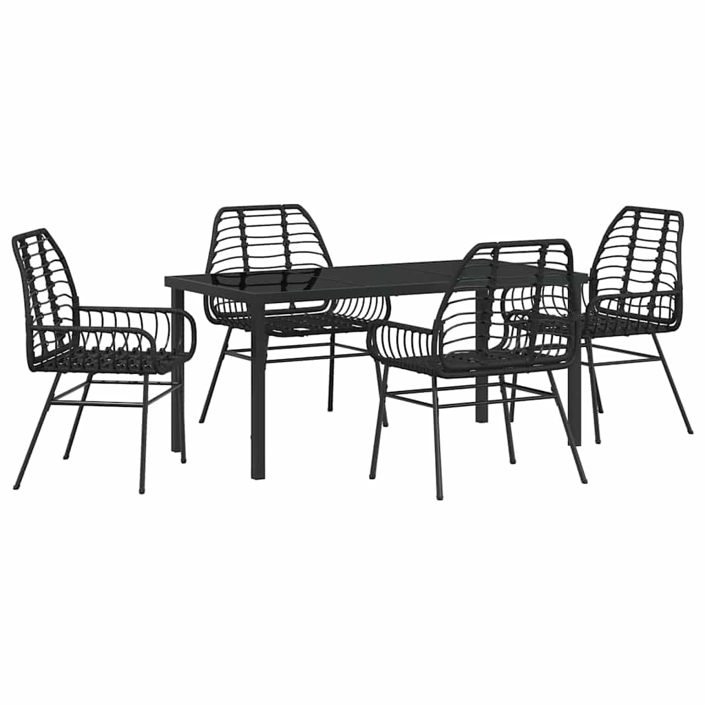 Have Spisebordssæt 5 pcs Sort polyrattan